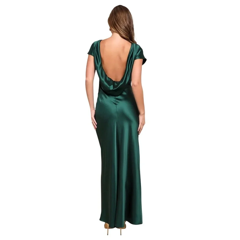 lulus satin green dress Hollywood Woman Forest Green Satin Midi Dress